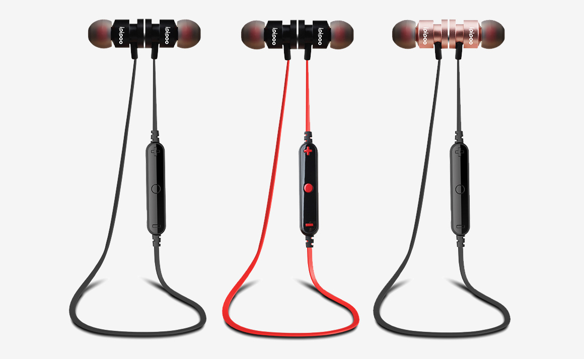 Zlatá, černá bluetooth sluchátka